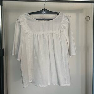 Old Navy White Ruffled Bib Collar Blouse